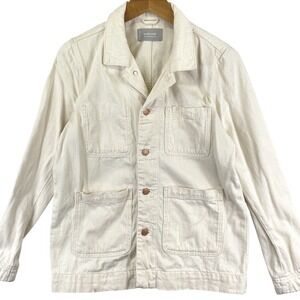 Everlane Women's Small Off-White Cream Cotton Denim Chore Jacket Workwear Coat